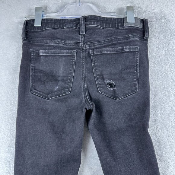American Eagle Skinny Jeans Women's Size 4R Distressed Next Level Stretch Black - Picture 4 of 12
